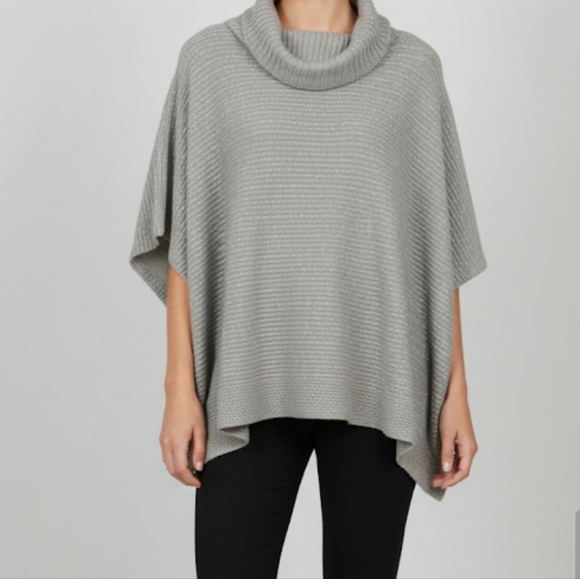 Grey Sequin Sweater Poncho - Picture 6 of 6